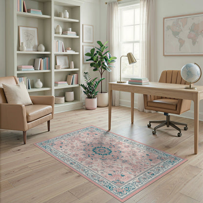 Pink Medallion Pink Floral Vintage Medallion Rug