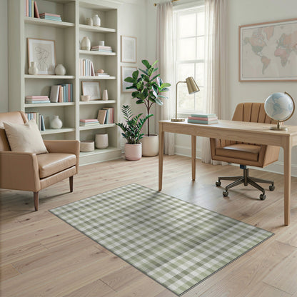 Green Checkered Gingham Area Rug