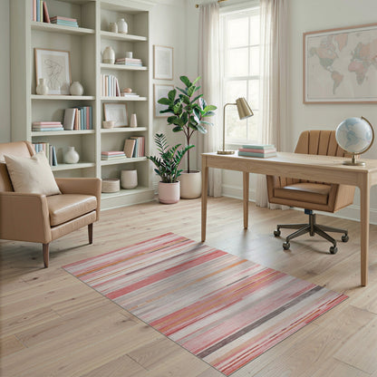 Blush Pink Striped Abstract Area Rug