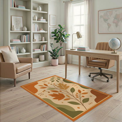 Autumn Orange Leaves Washable Area Rug