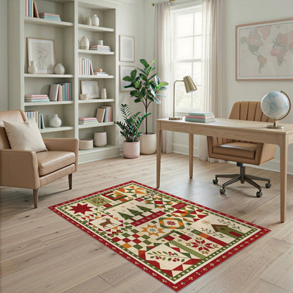 Christmas Patchwork Deer Area Rug