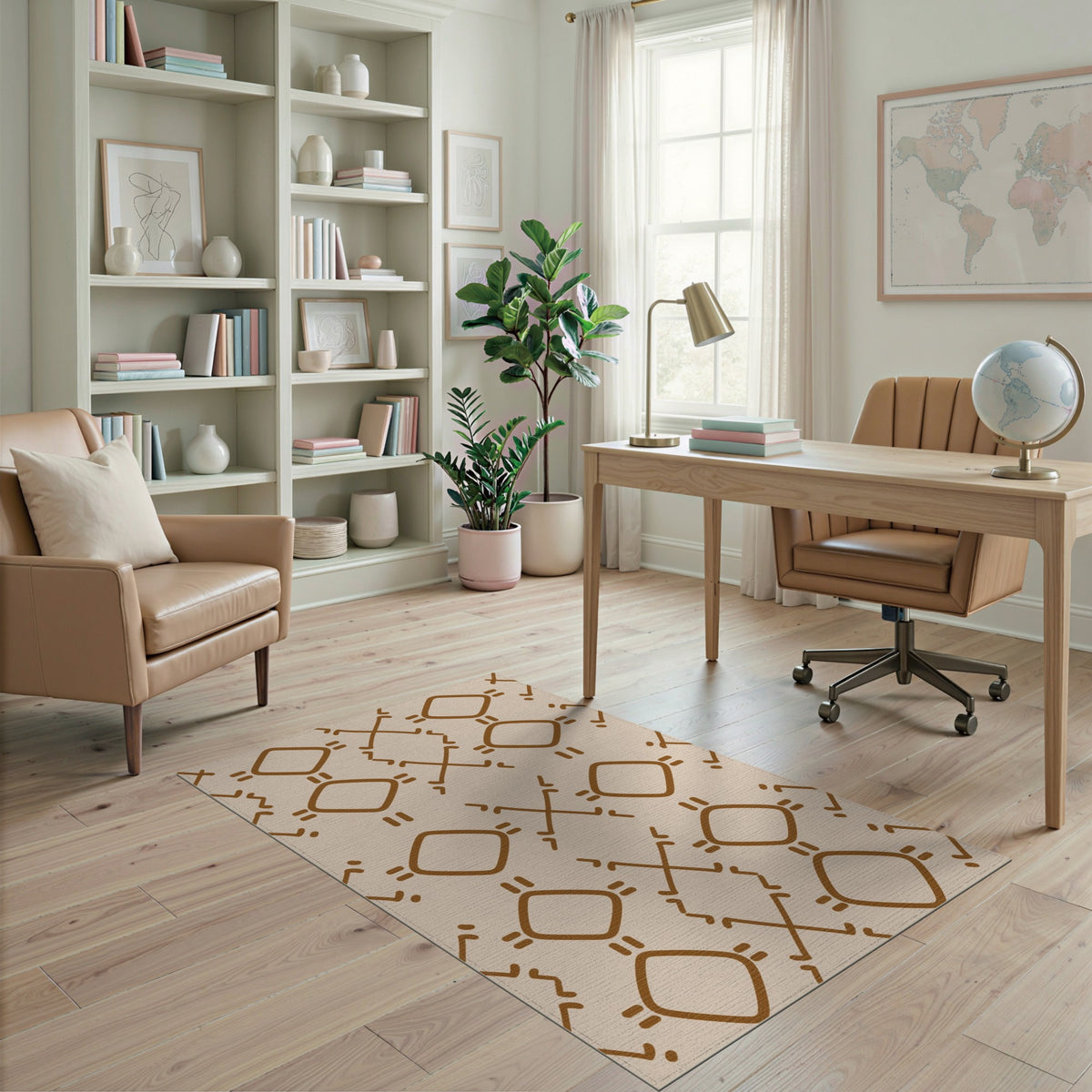 Brown Geometric Tribal Area Rug