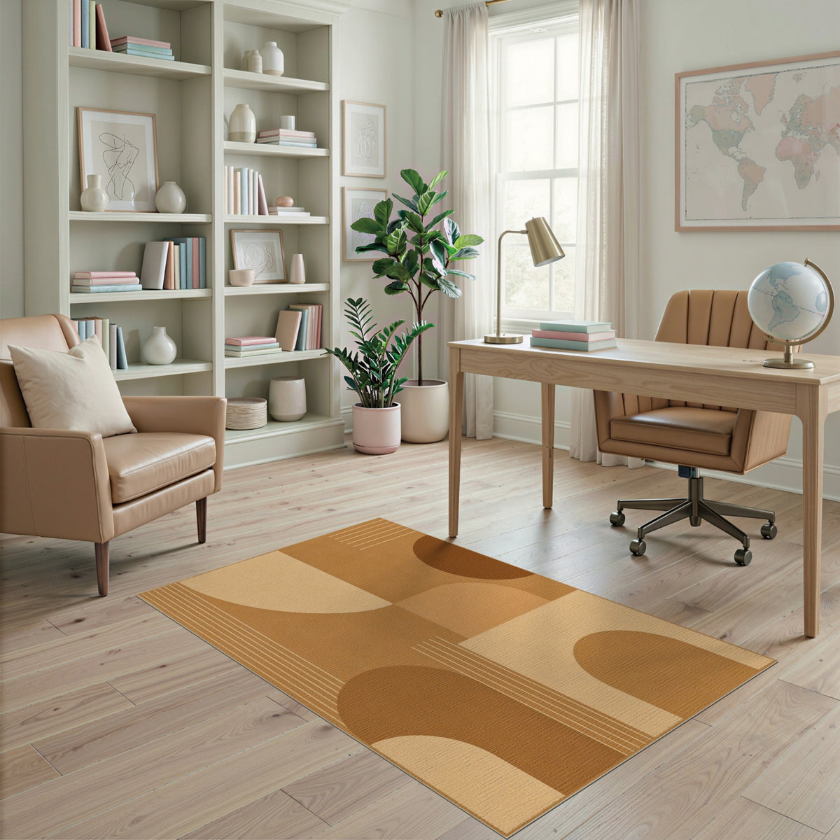 Brown and Tan Geometric Brown Tan Area Rug