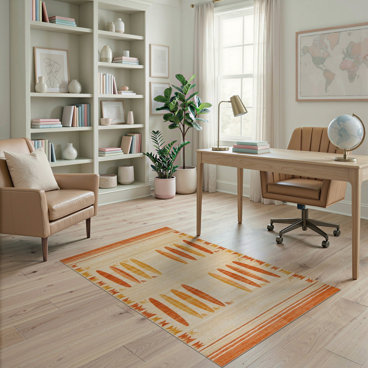 Orange Southwestern Surfboard Area Rug