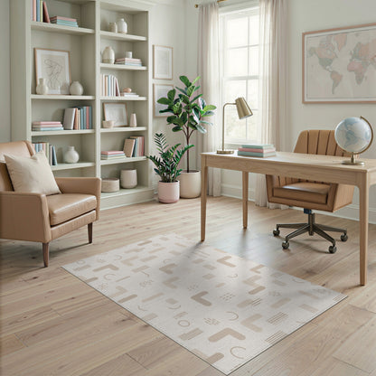 Beige Geometric Modern Area Rug
