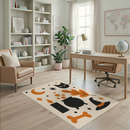 Halloween Cat Cauldron Washable Area Rug
