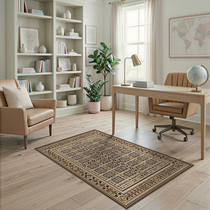 Geometric Brown Tan Area Rug