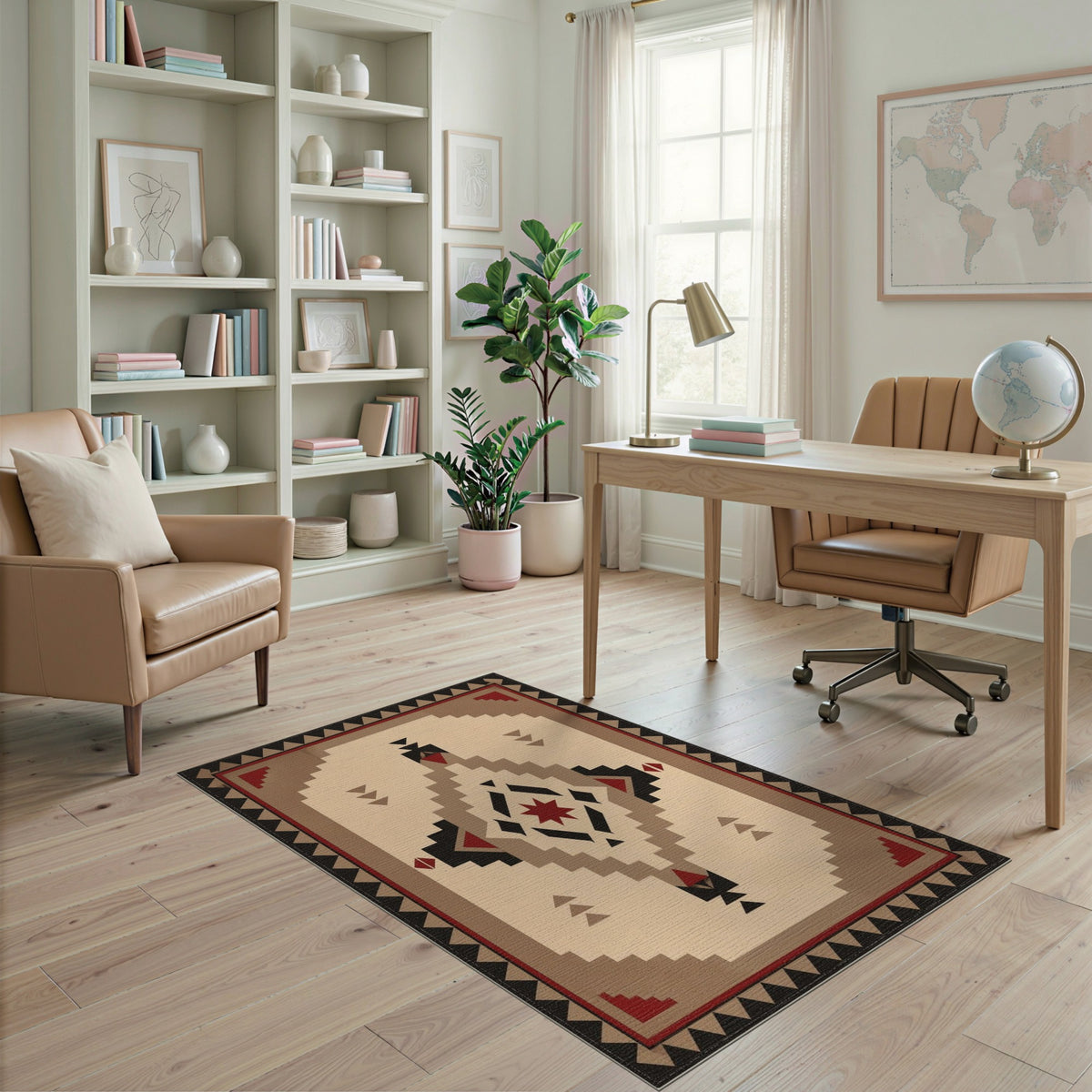 Southwestern Geometric Brown Tan No. 2 Area Rug