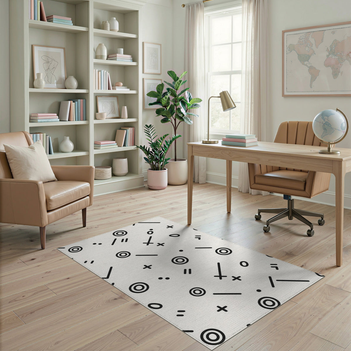 Black and White Washable Black White Geometric Washable Area Rug