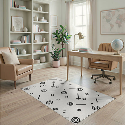 Black and White Washable Black White Geometric Washable Area Rug