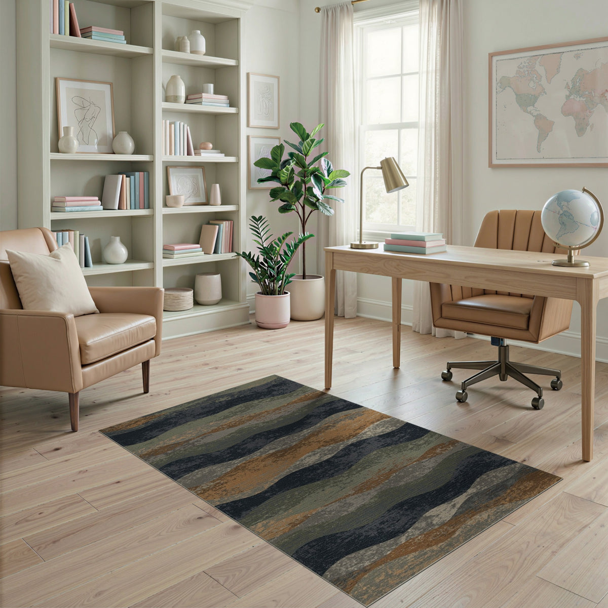 Distressed Vintage Wave Area Rug