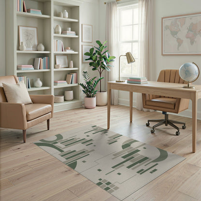 Green Geometric Abstract Area Rug
