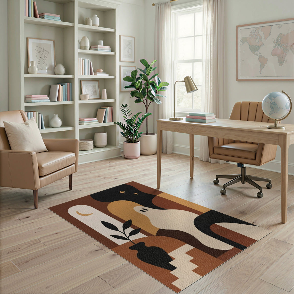 Brown Abstract Ghost Area Rug