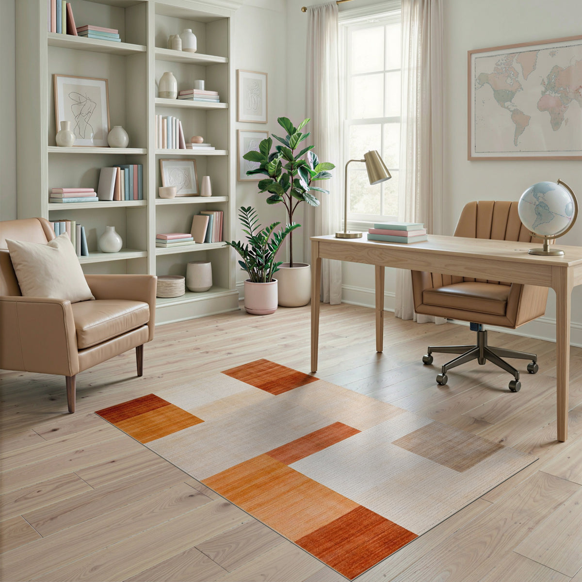 Orange Geometric Area Rug