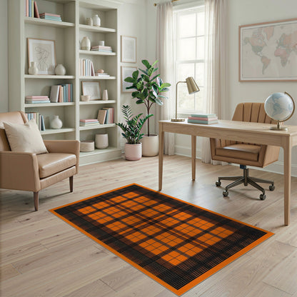 Geometric Modern Orange Plaid Geometric Area Rug