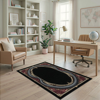 Grey Serpent Ornate Frame Area Rug