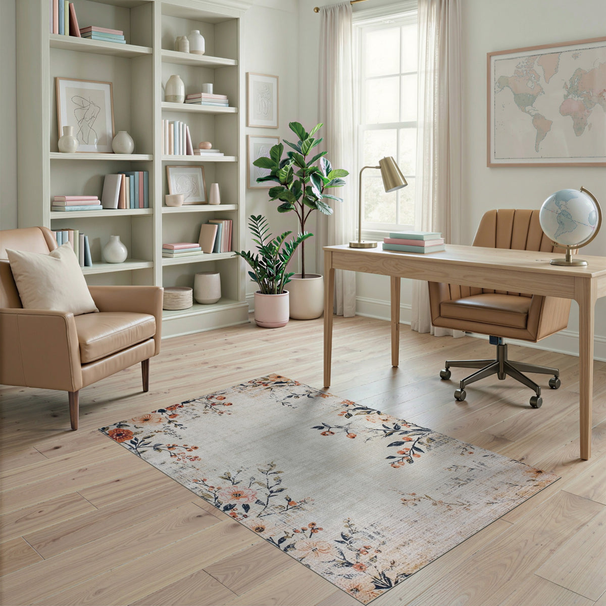 Vintage Floral Beige No. 18 Area Rug