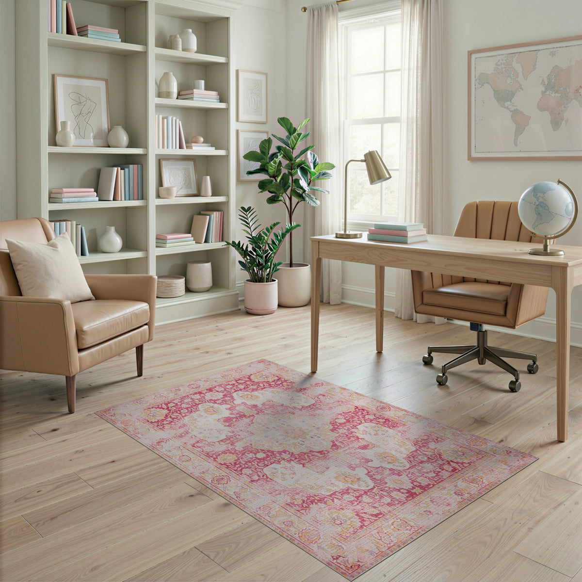 Pink Floral Vintage Area Rug