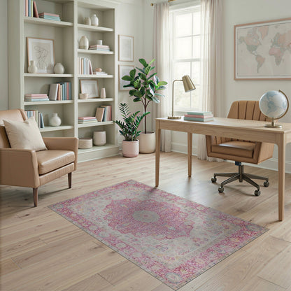 Pink Floral Medallion Vintage No. 3 Area Rug