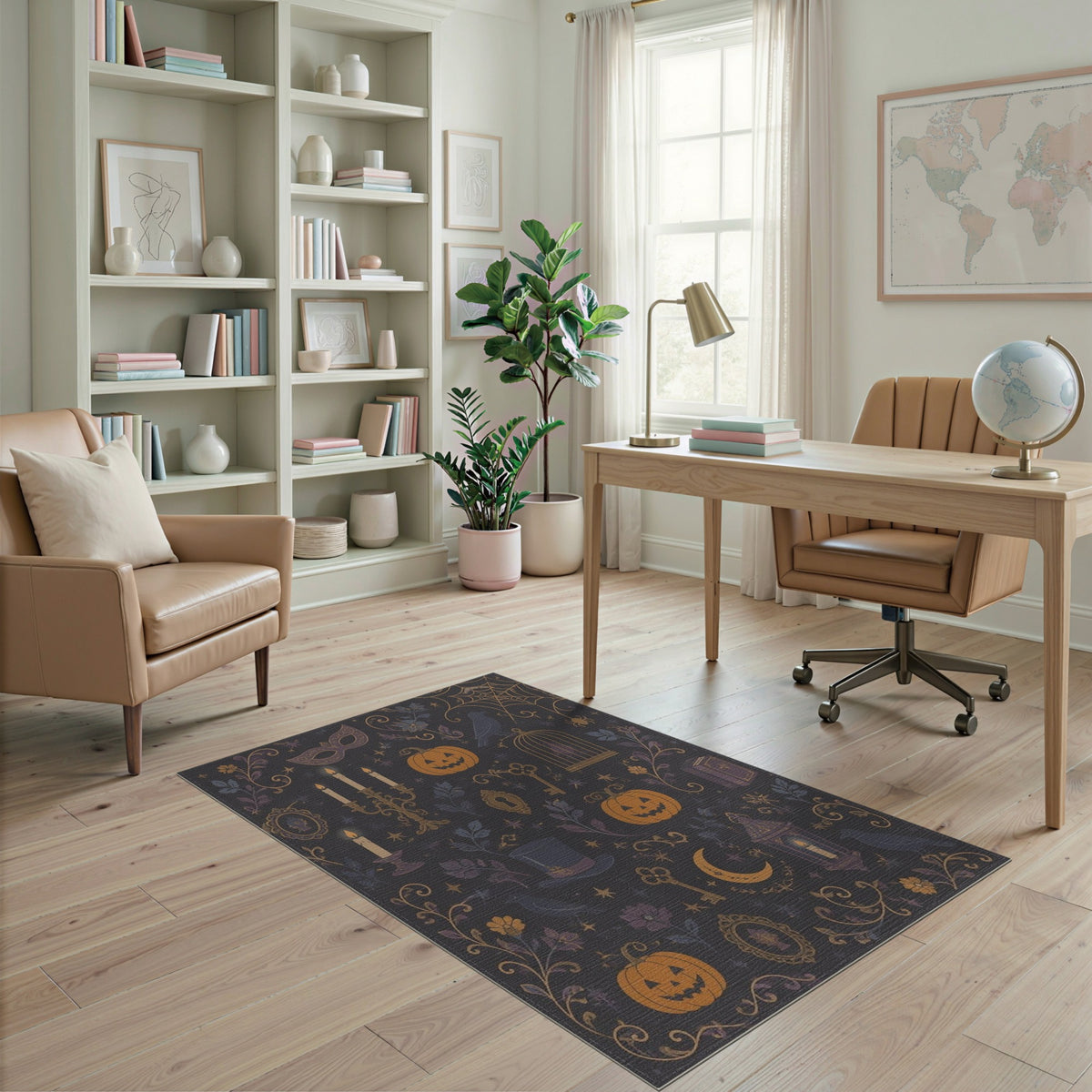 Gothic Halloween Floral Vintage Area Rug