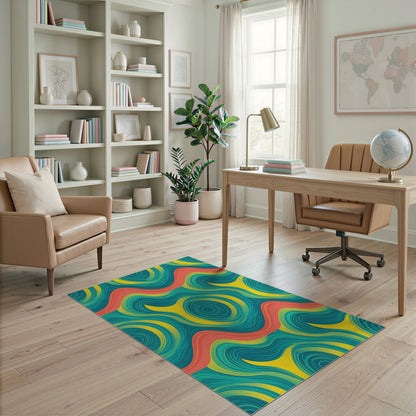 Blue Teal Swirl Abstract No. 4 Area Rug