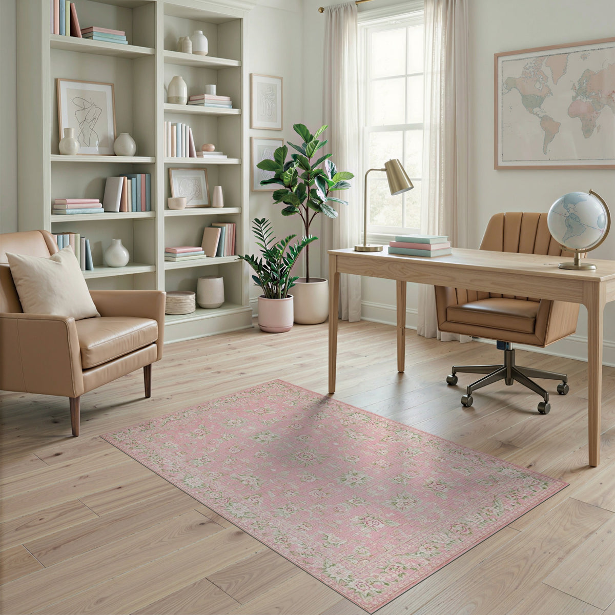 Blush Pink Floral Vintage No. 58 Area Rug
