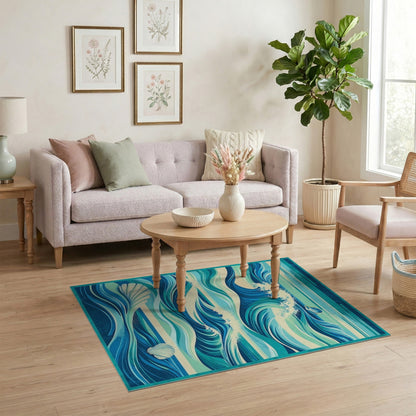 Coastal Wave Seashell Area Rug
