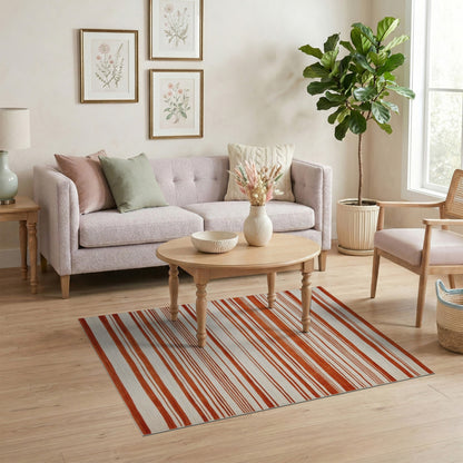 Orange Striped Orange Striped Geometric Area Rug