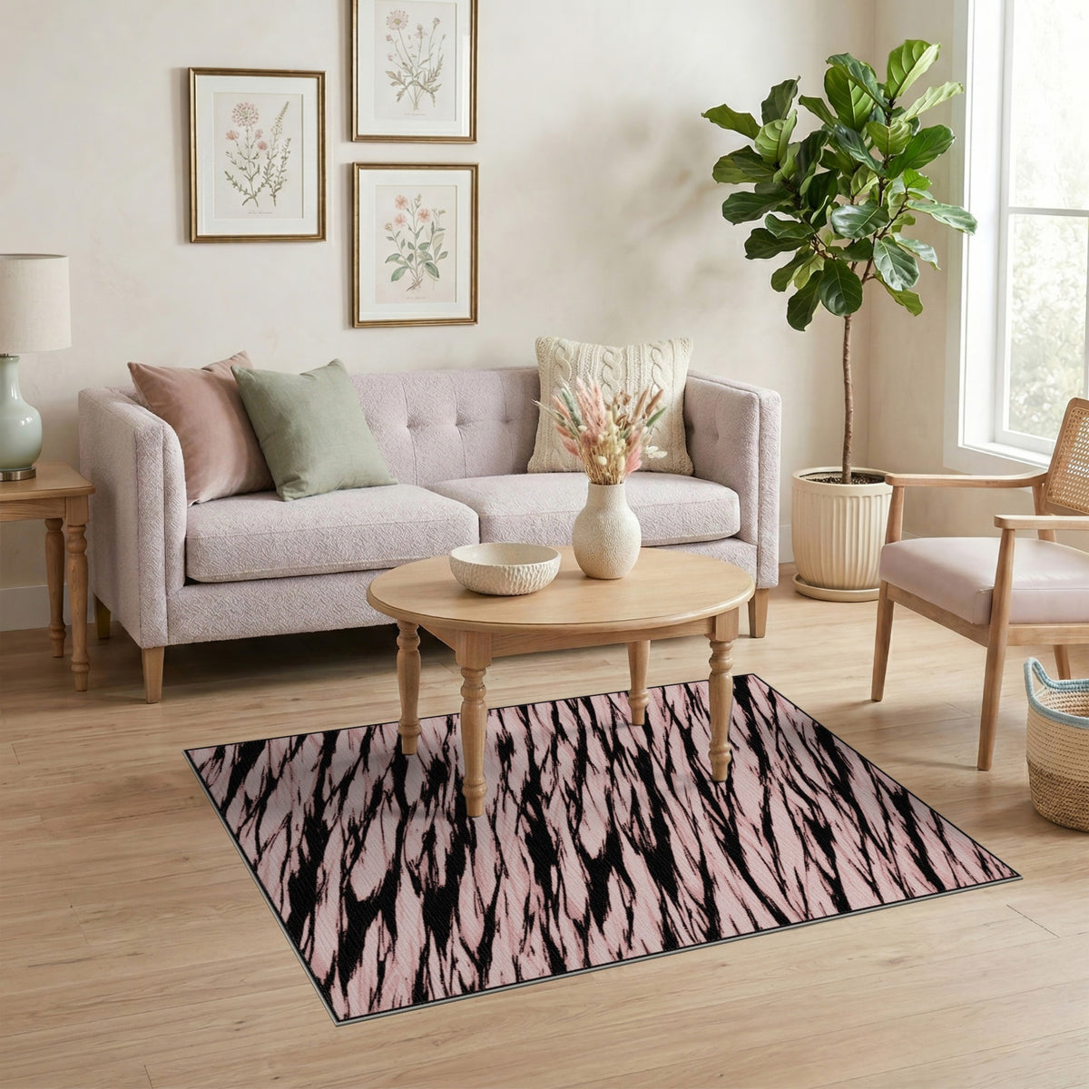 Pink Abstract Wave No. 12 Area Rug