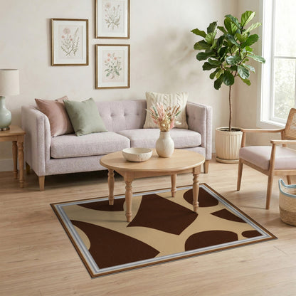 Brown Abstract Area Rug in Tan Beige