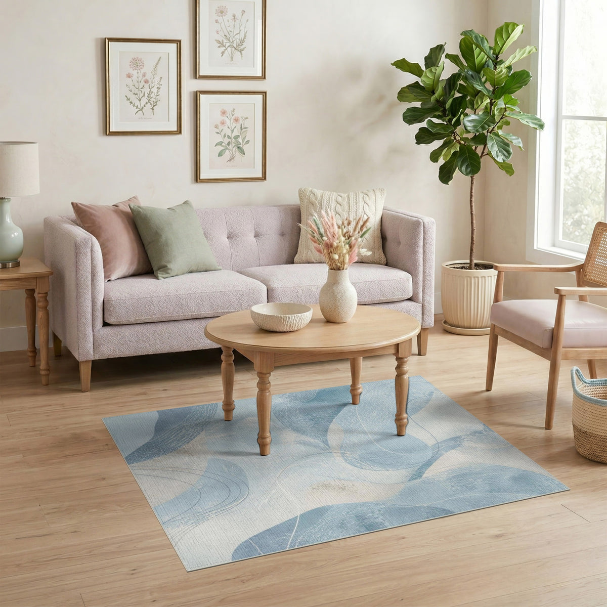 Blue and Teal Blue Teal Abstract Flow Area Rug