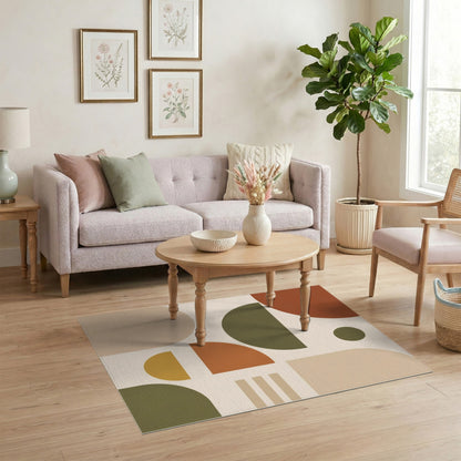 Geometric Brown Tan Geometric Modern Area Rug