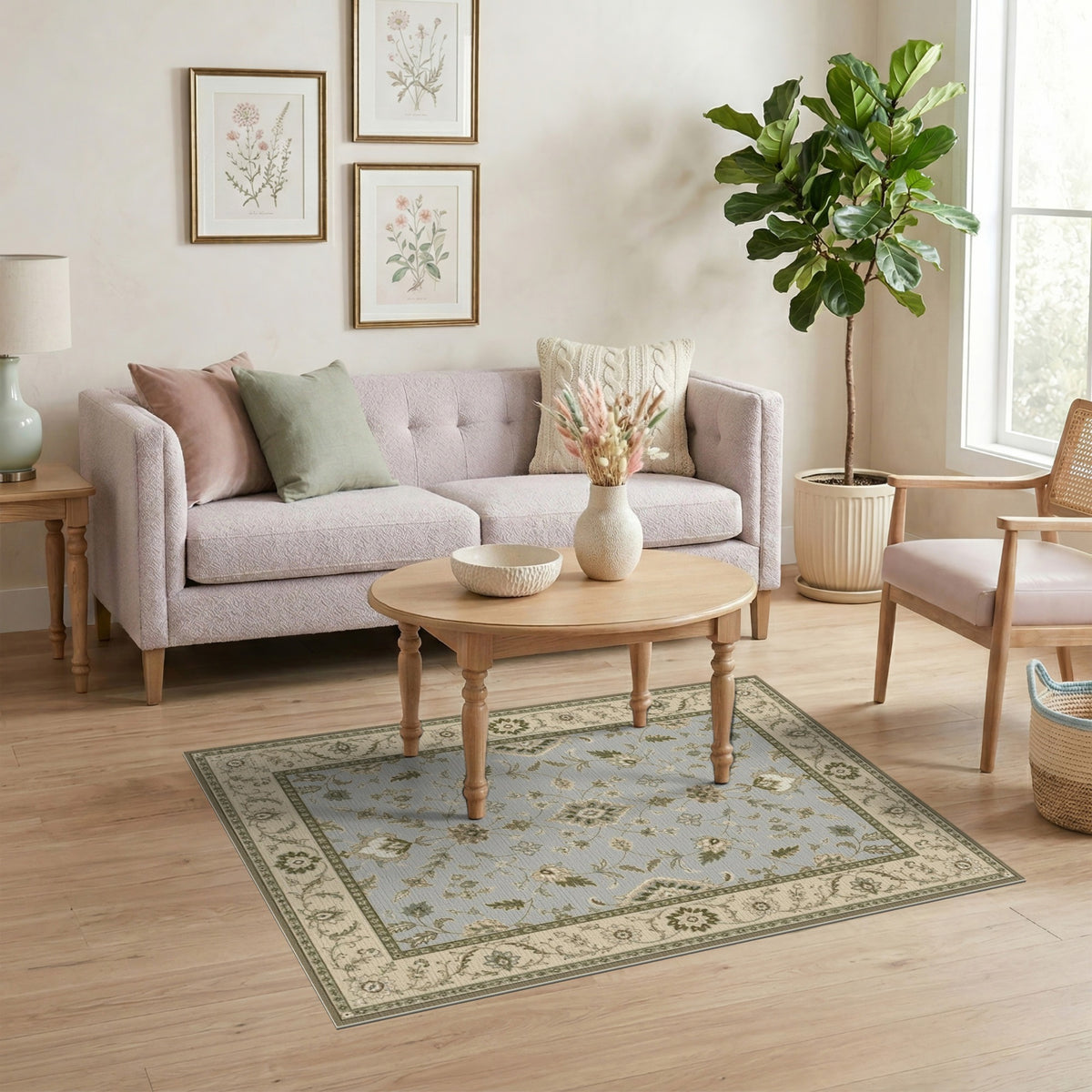 Blue Floral Vintage Area Rug