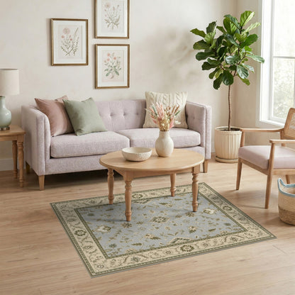 Blue Floral Vintage Area Rug