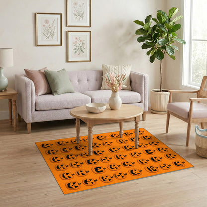 Orange Halloween Pumpkin Kids Cartoon Area Rug