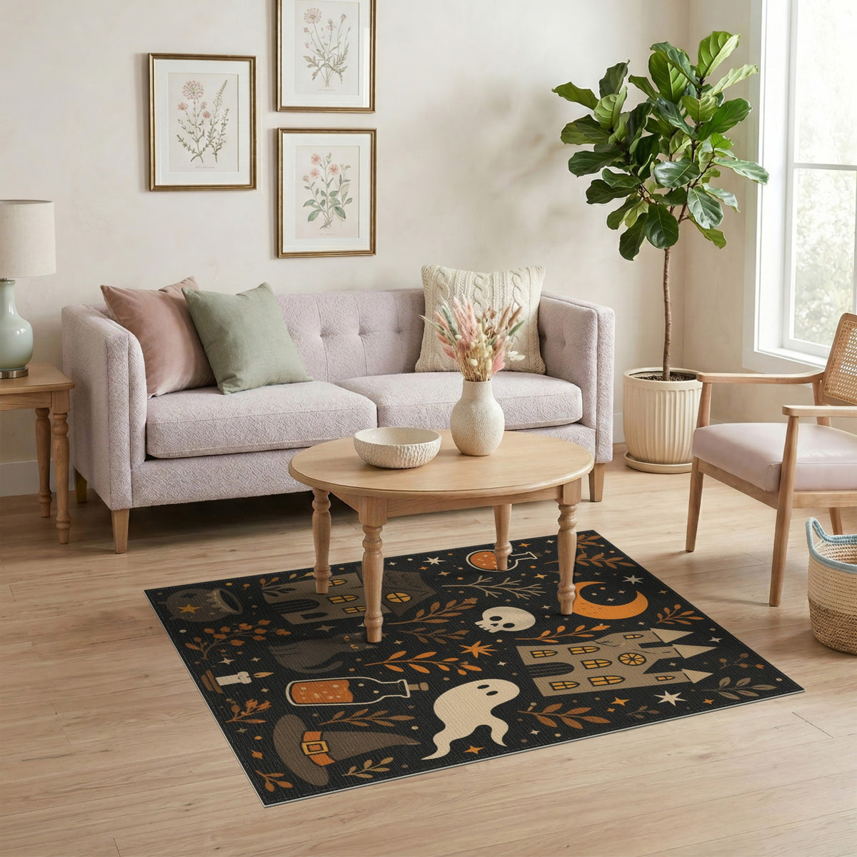 Spooky Halloween Cartoon Kids Area Rug