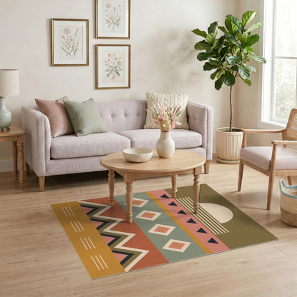 Southwestern Geometric Sun Area Rug