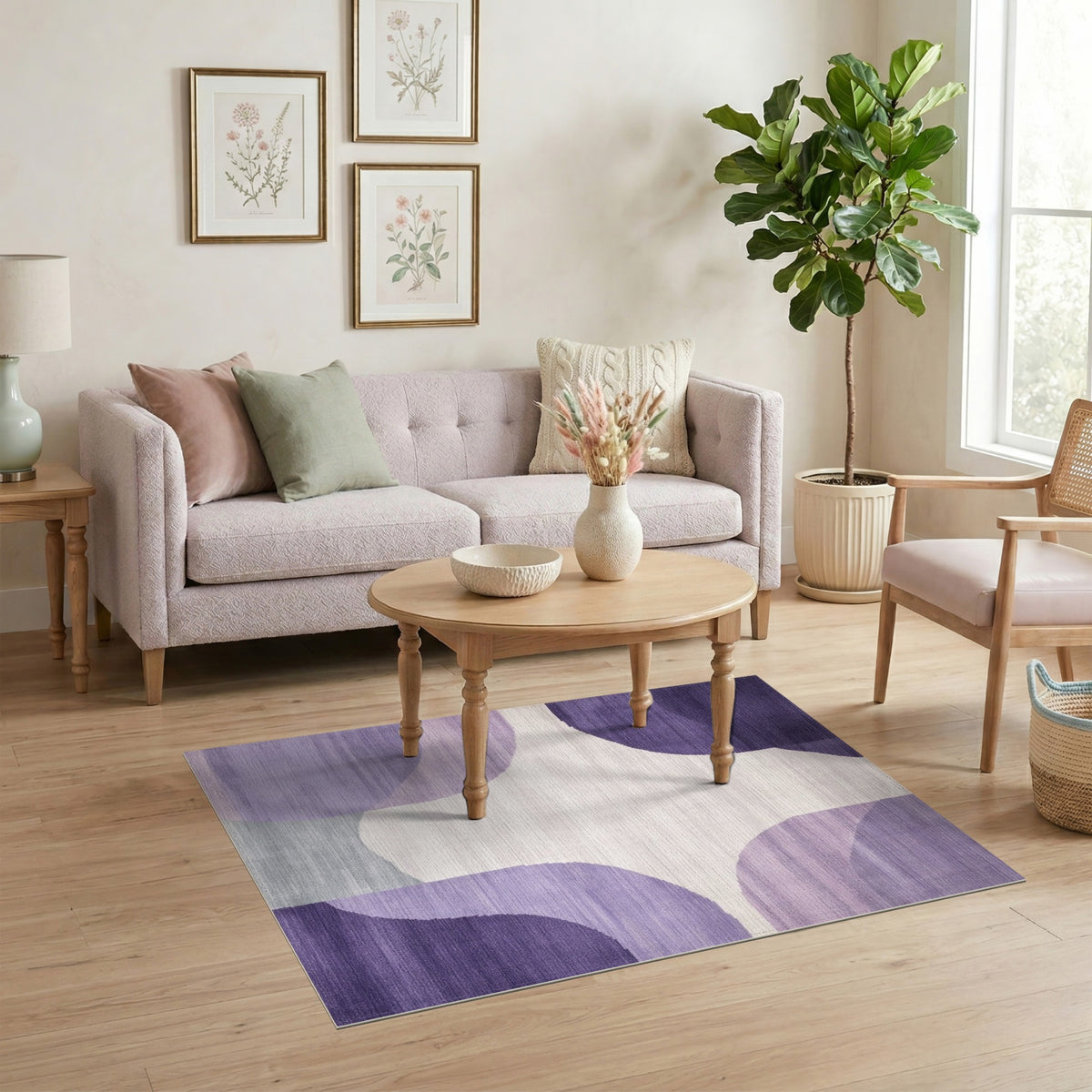 Abstract Area Purple Abstract Organic Area Rug