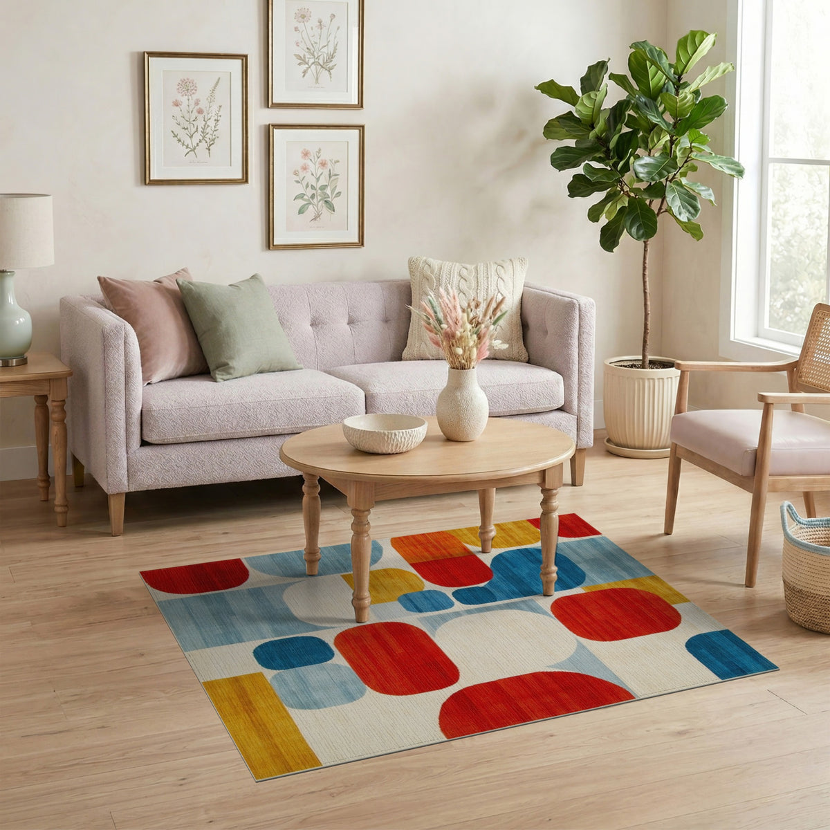 Bold Geometric Multi-Color Area Rug