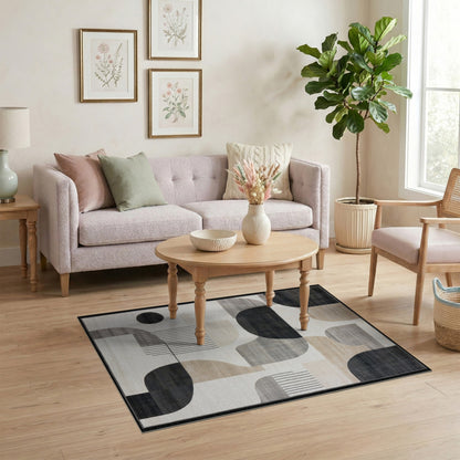 Bold Geometric Black White Area Rug