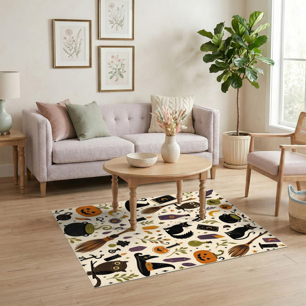Spooky Halloween Witchcraft Area Rug