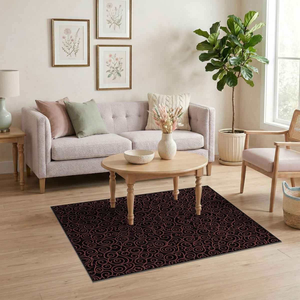 Red Spiral Swirl Area Rug