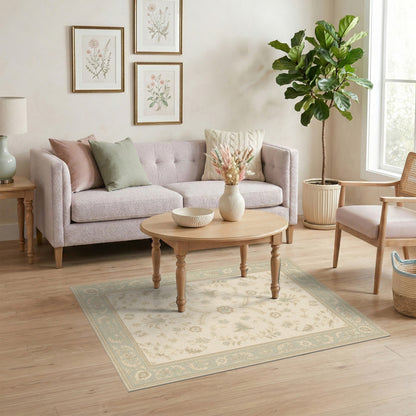 ODIKA Beige Floral Medallion Vintage Area Rug