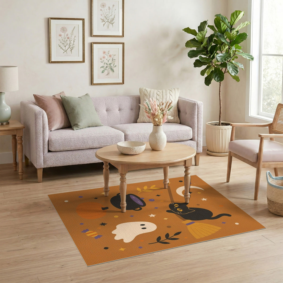 Black Cat Halloween Kids Cartoon Rug