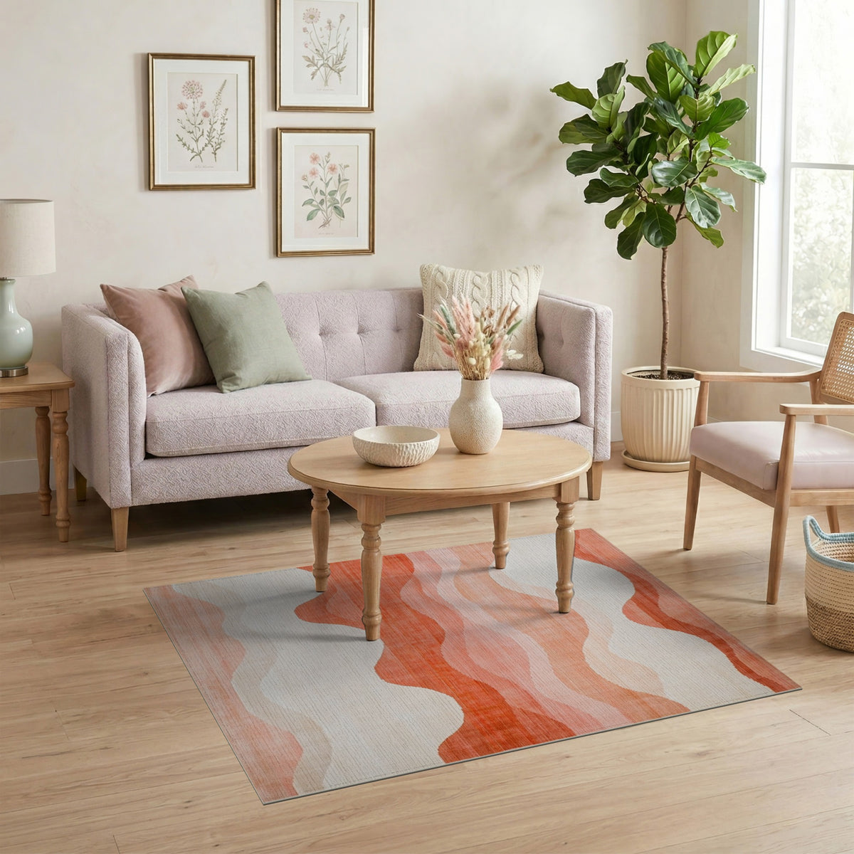 Orange Abstract Area Orange Wavy Abstract Area Rug