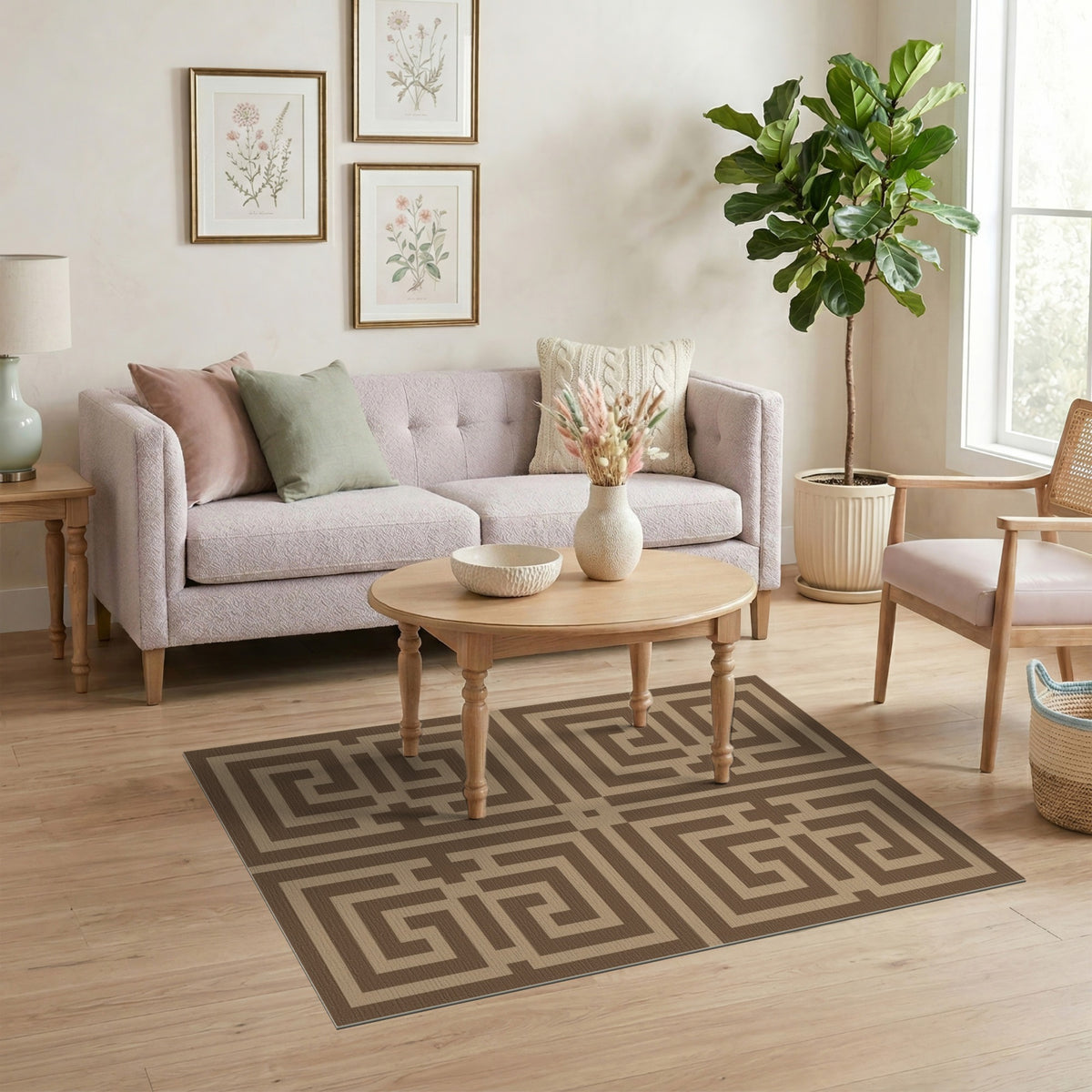 Geometric Brown Area Rug