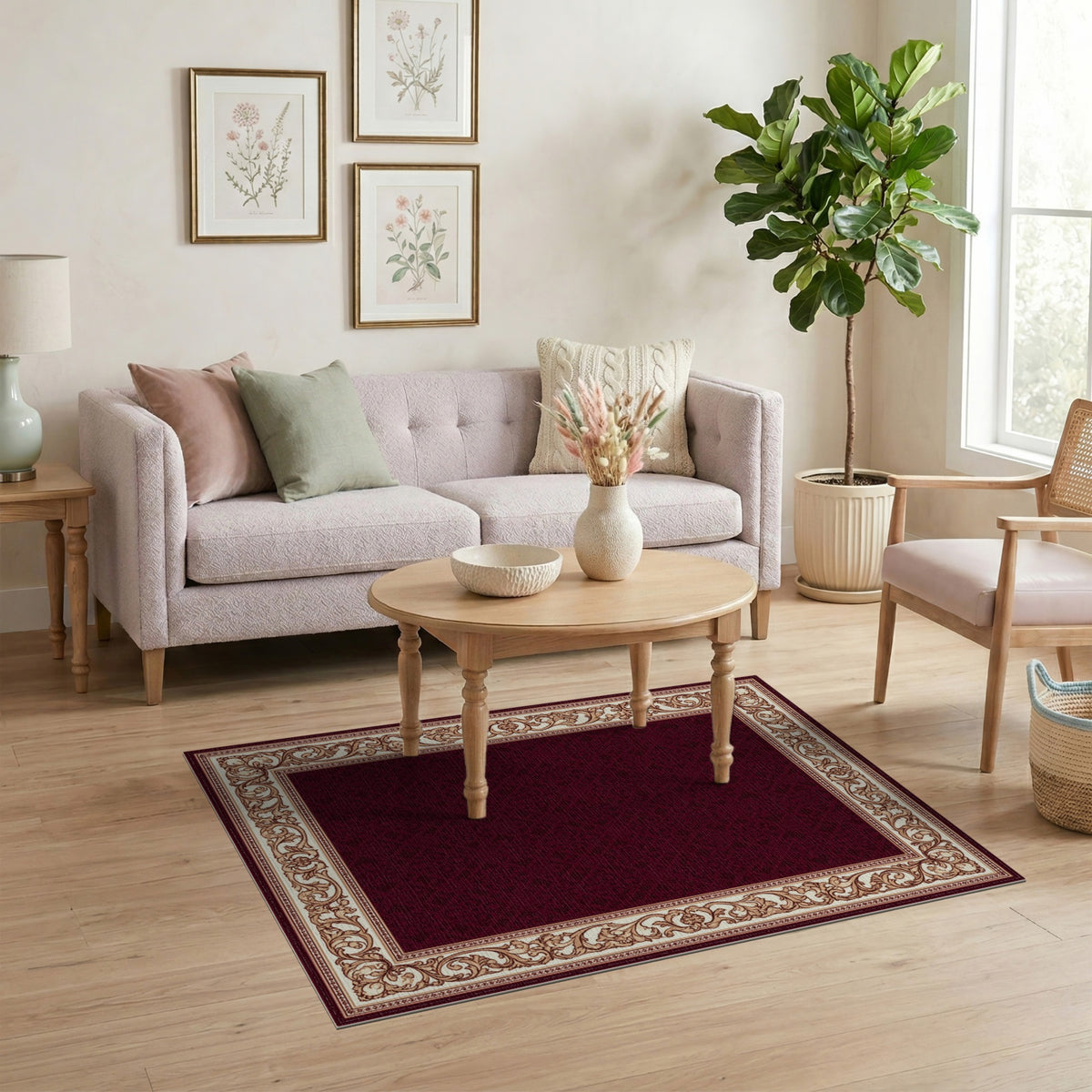 Luxurious Red Persian Area Rug with Ornate Border