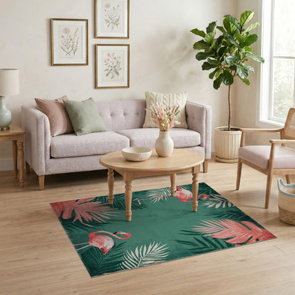 Pink Flamingo Distressed Area Rug