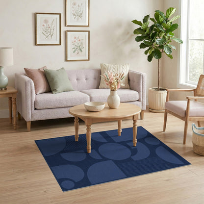 Navy Blue Geometric Modern Geometric Modern Area Rug