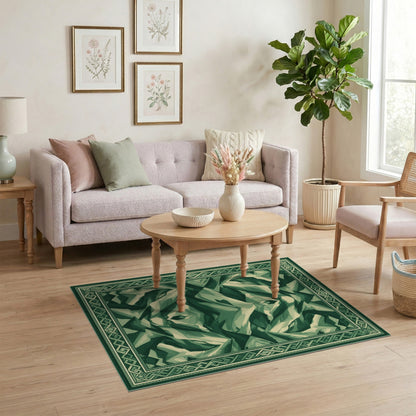 Green Geometric Mountain Area Rug